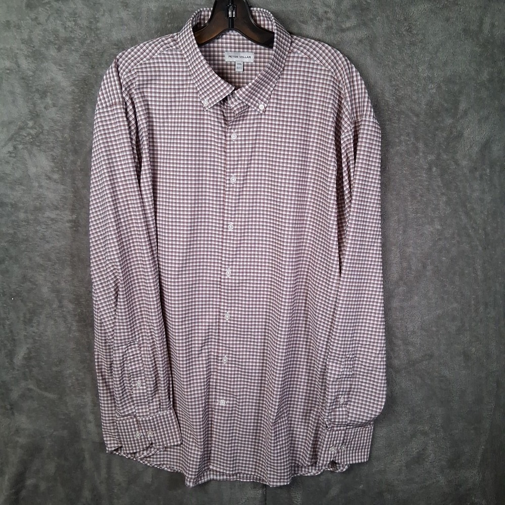 Lot Of 3 Peter Millar Long Sleeve Button Down Shirt Men's 2XL Check Pattern